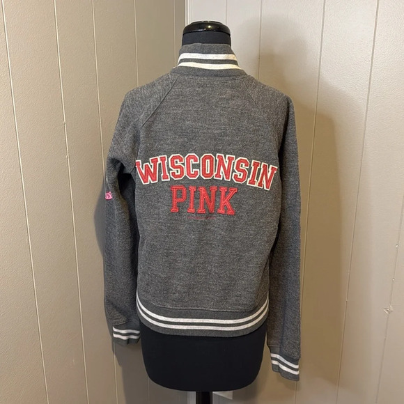 C Victoria’s Secret PINK Women’s Large Wisconsin Badger UW Wisconsin Letterman - Picture 4 of 7